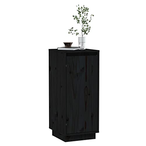 Bigbarley Wood Table With One Door,Modern Kitchen Cabinet, Small Room Storage,Night Stand, Side Table,Sideboard Black 12.4"X13.4"X29.5" Solid Wood Pine #TOP3