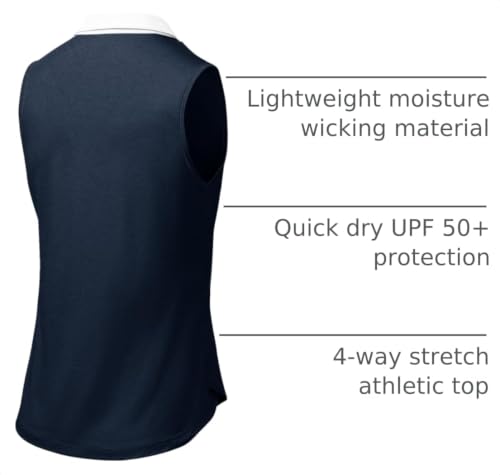 Image of BGOWATU Women's Sleeveless Golf Polo Shirts Collared V Neck Tennis Tank Tops UPF 50+ Quick Dry Lightweight