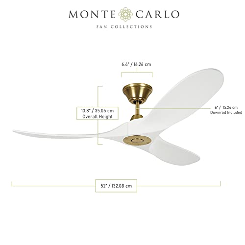 Image of Monte Carlo 3MAVR52RZWBBS Maverick II Energy Star 52 inch Outdoor Ceiling Fan with Remote Control, 3 Balsa Wood Blades, Burnished Brass