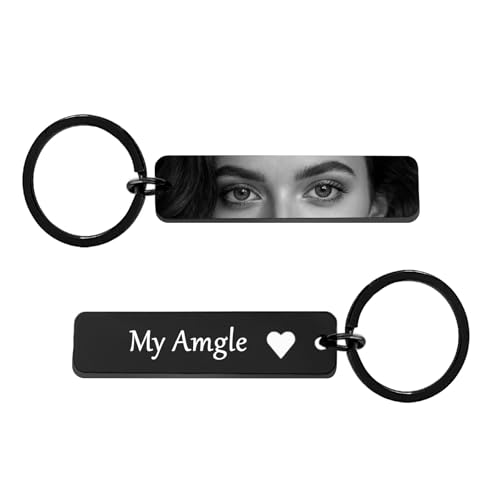UHOT Custom Eye Photo and Text Engraved Keychain, Personalized Eyes