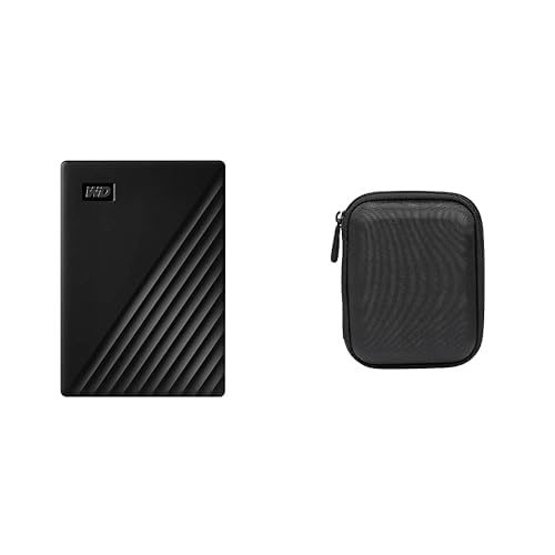 WD - My Passport 1To Noir - Disque Dur Externe Portable avec Sauvegarde Automatique et Protection par Mot de Passe & Amazon Basics Étui pour Disque Dur Portable My Passport Essentiel Noir