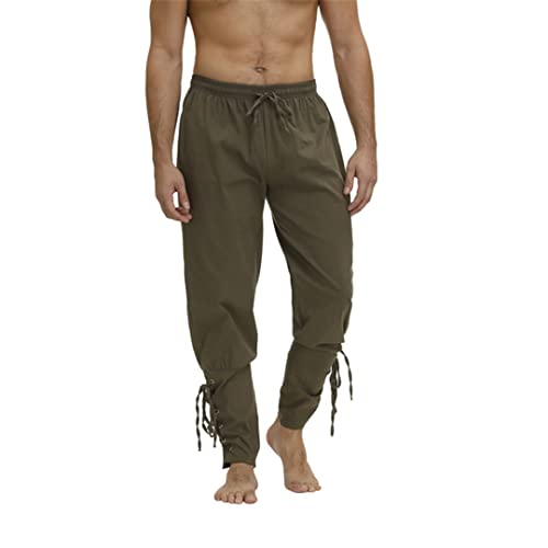 Disfraz de Pantalones Piratas para Hombres Accesorios renacentistas 6391-ArmyGreen S