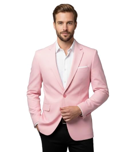 darbar in Men's Blazer, Pink, Notch Lapel, Single Button, Formal Blazer-picture-36