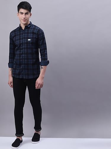 Image of Majestic Man Men Small Checkered Slim Fit Cotton Casual Shirt