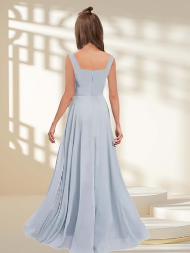 Chiffon A Line Flower Girls Dresses with Slit Junior Bridesmaid Dress Sleeveless Girls Wedding Party Dress3