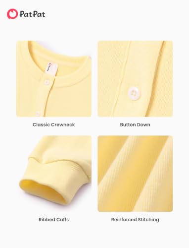Image of PATPAT Girls Cardigan Sweater Knit Long Sleeve School Plain Tops 4-12Y