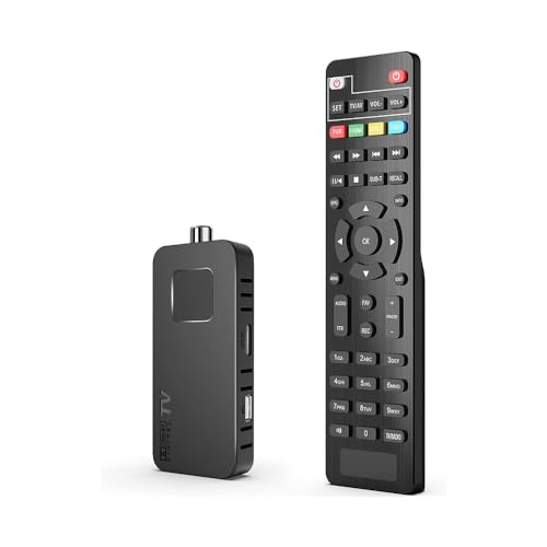 BCM Decodificador Digital TDT Decoder DVB-T2 HDMI TV Stick Nueva señal H265 HEVC 1080P / Multimedia Soporte USB WiFi [Mando a Distancia 2 en 1]