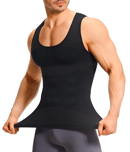 TAILONG Mens Compression Shirt - Slimming Body Shaper Sleeveless Workout Tank Top Undershirts Tummy Control Vest