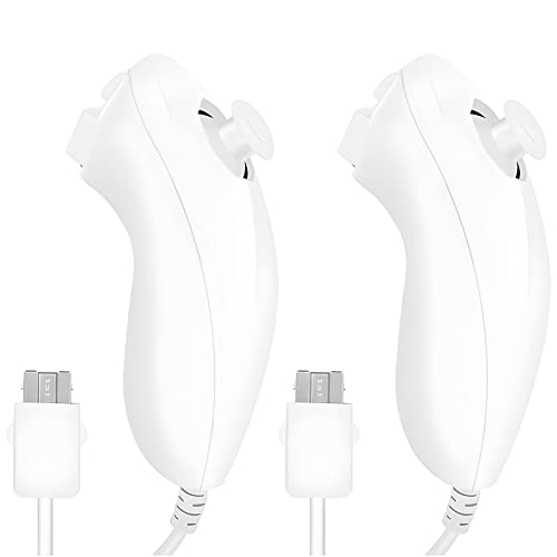 Acboor Game Controller für Wii, 2 Pack Nunchuk Controller für Remote Nunchuk Jostick Game Controller Kompatibel mit Nintendo Wii und Wii U Videospiel Gamepads Weiß