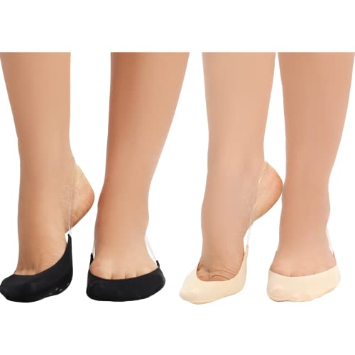MANZI 6 Pairs Toe Topper Liner Socks for Women Ultra Low Cut No Show Half Socks with Sling Back for Heels Dress Shoes