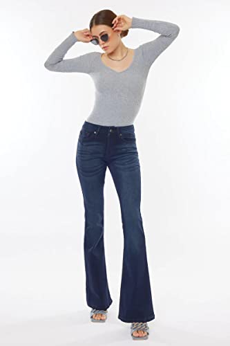 SALT TREE Kan Can Women's Mid Rise Flare Hem Jeans - kc61024