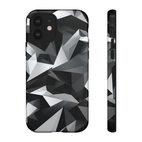 Coque iPhone 12 géométrique abstrait noir et gris pour un style urbain au quotidien