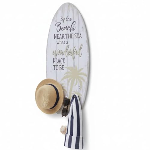 Planche de surf Beach décorative Melko 100 cm tableau en bois marin et décoration murale rustique