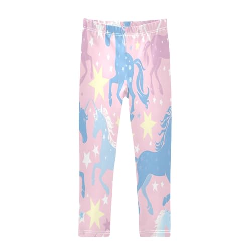 Toddler Girls Leggings Printed Yoga Pants Leggings Blue Unicorn Yellow Star for Kids