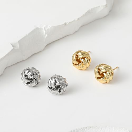 Image of SHERLOVE Chunky Knot Gold Earrings Women Statement Drop Dangle Earrings | 14K Gold Plated Hypoallergenic Lightweight,Trendy Dainty Elegant Cute,Women Gold Jewelry Fashion Accessories Gifts
