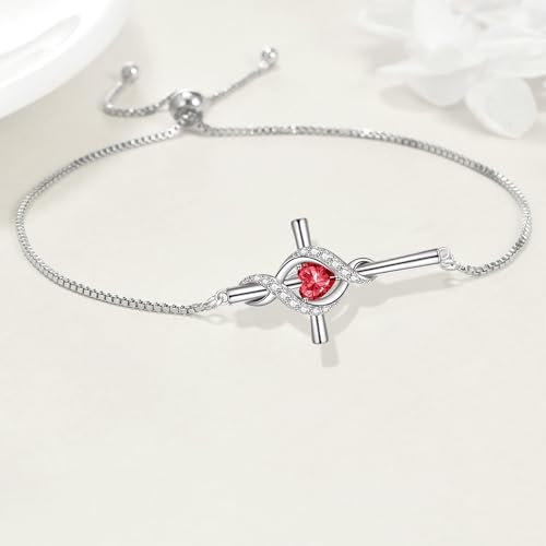 ONEFINITY Cross Bracelet for Women 925 Sterling Silver Cross Birthstone Pendant Bracelet Infinity Cross Religious Jewelry Gifts for Women3