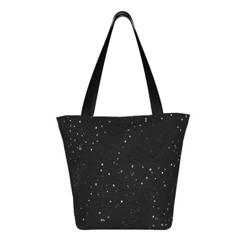 Black Shimmering Print Lightweight Shoulder Bag Summer Outings Tote Bags Travel Hiking Work Casual Use3
