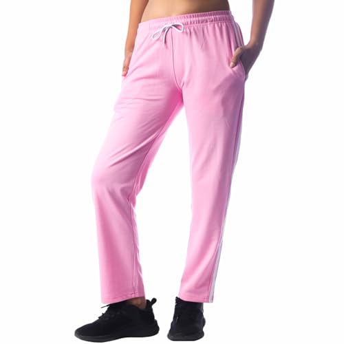 Image of London Hills Women's Regular Fit Mid Rise Cotton Blend Joggers Track Pants Striped Track Pants