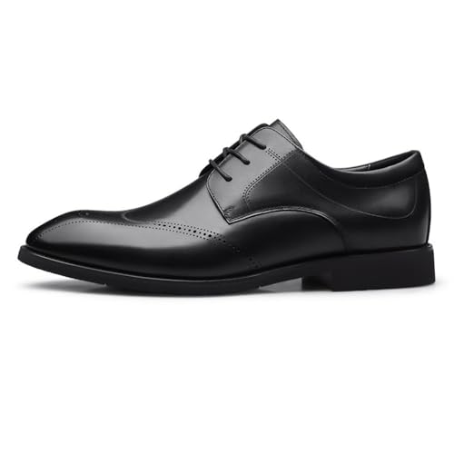 Men's Lace up Elevator Leather Dress Shoes Autumn Winter Business Black Comfortable Soft Sole Office Wedding Dad Work Footwear4