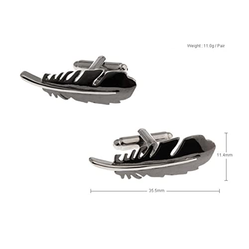 Mancuernillas para hombre, negras, pluma personalizadas miniatura 5