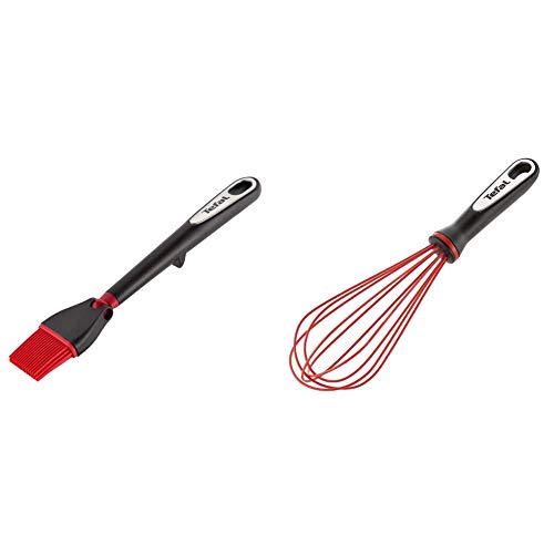 Tefal Ingenio Pinceau Silicone, Manche Anti-dérapant, Ustensile de Cuisine & K2071714 Ingenio Fouet en Silicone Anti-Rayure ustensile de Cuisine Noir et Rouge résistant