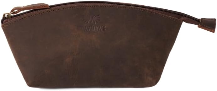 PIDAVLIYA'S Genuine Leather Versatile Gondola Style Handbag - Cosmetic, Toiletry, Makeup, Shaving Organizer Bag - Dopp Kits - Unisex (Brown)