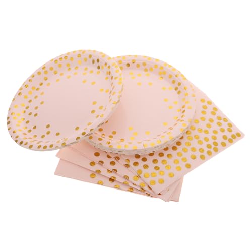 OUNONA 50pcs Elegant Dot Pattern Paper Plates and Napkins for Wedding Birthday Shower Disposable Party Supplies