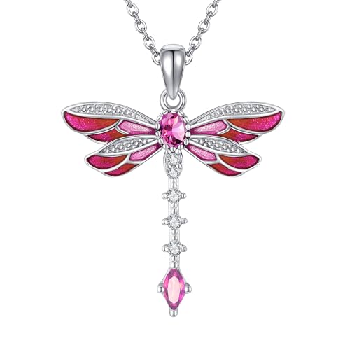 Collier libellule argent 925 rose et violet, le cadeau idéal pour femme