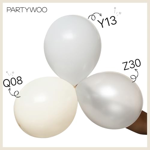 Image of PartyWoo Beige Balloons 101pcs 12 Inch Cream Ivory White Balloons for Wedding Baby Shower Birthday Bridal Shower Graduation Engagement Easter Anniversary Tea Boho Party Decorations White-Q08