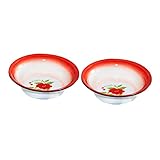 Cabilock 2pièces Bol Émaillé Vintage Bassin Rétro Rouge Soupe Et Service Émaillage Décoratif Et Pratique