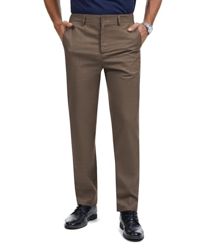 Men's Tall Classic Fit Flex Flat Front Dress Pants Formal Pants for Business & Office