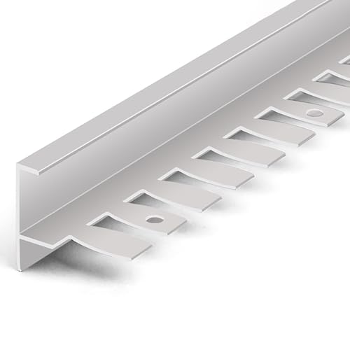 Raouoae Profilo per Bordo Scala 135CM*2 Pezzi Profilo per Bordo Gradino Profilo Terminale A Forma di F in Lega di Alluminio per Rivestimento Scale E Ristrutturazione Scale(Silver,S)