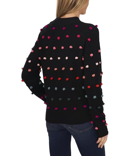 Image of CeCe Women's Mock Neck Rainbow Pompom Sweater