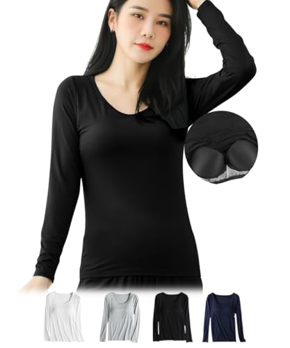 ヒートテック インナー インナーシャツ レディース 防寒 カップ付き 約6℃昇温 3Dパッド付き 防寒保温 インナー トップス 長袖 冬 あったかインナー Uネック 吸湿発熱 無地 ストレッチ 柔らかい ゆったり