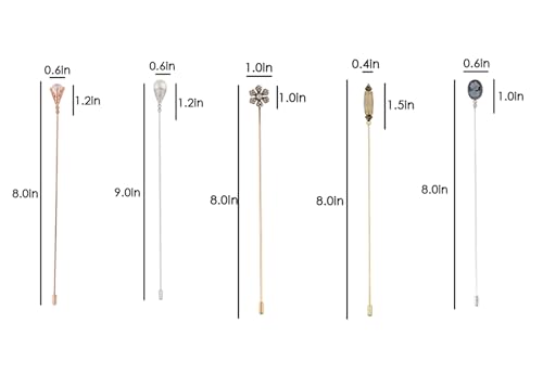 Image of Alilang 5Pcs Vintage Bendable Lapel Pins Classic Pin Brooches Set Accessories for Secure Styling on Hats, Scarves
