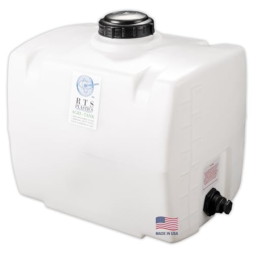 Image of RTS Plastics Rotomolded Polyethylene PCO-30 Gallon Tank for Water and Non-Flammable Liquids with Molded Grad Strip and Siphon Elbow