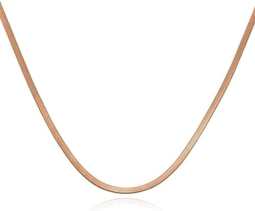 18K Rose/Yellow Gold Plated Snake Chain Necklace Herringbone Necklace Chain for Men Women