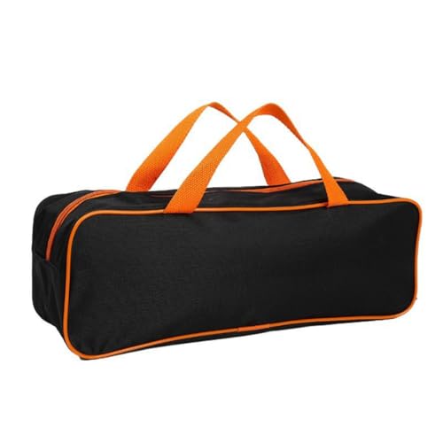 Hosoncovy Multifunctional Barbecue Tools Storage Bag BBQ Tools Carrying Case Camping Tent Accessories Cookware Utensils Organizer (Black and Orange, L)
