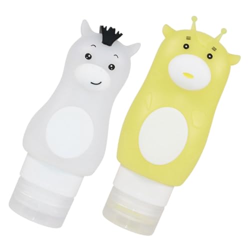 DINHEAROM 2個 シリコン製携帯用装瓶 長頸鹿 小白馬 漏れ防止設計 柔軟絞り出し可能 旅行用シャンプー容器おしゃれで使いやすい