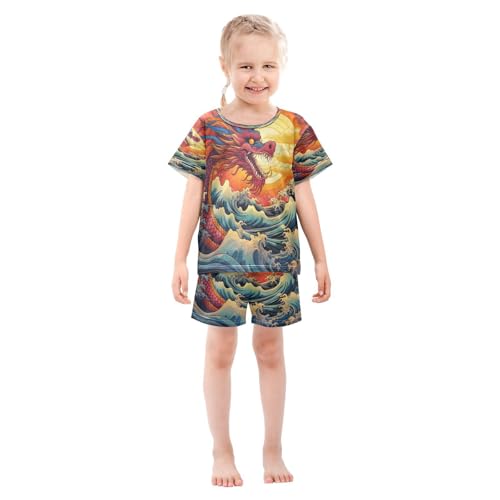 senya Short Sleeve Pajamas Sets Summer Cotton Sleepwear Dragon and Sunrise3