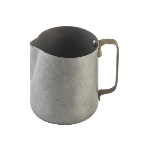 TableCraft 12057 Frothing Cup, 18 oz., 5"x3.75"x4.25", Stainless Steel (200 Series), Vintage Finish, Gold PVD Finish Handle, 12 Each per case