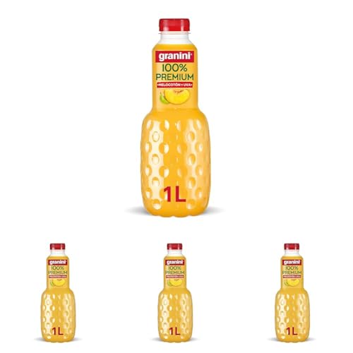 Zumo de Melocotón y Uva Sin azúcares añadidos 1L Granini 100% Fruta (Paquete de 4)