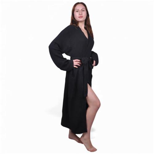 Image of Muslin Bathrobe - Cotton Gauze Robe for Women and Men - Lightweight Breathable Summer Kimono - Boho Spa /Maternity Robe