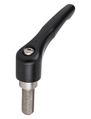 Kipp 06461-3101X30 Zinc Adjustable Handle with M10 External Thread, Modern Design Style, Stainless Steel Components, Metric, Black Satin Powder-Coated Finish, 30 mm Screw Length, Size 3
