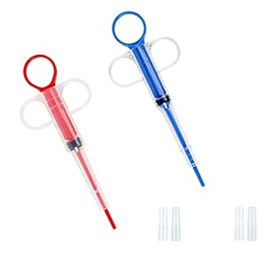 TAFAFTL Tablette Feeder,2 Stücke Medikamenten Feeder Pet Pusher Spritze Pet Pusher Spritze Tabletteneingeber für Katzen kleine Hunde(Rot und Blau)