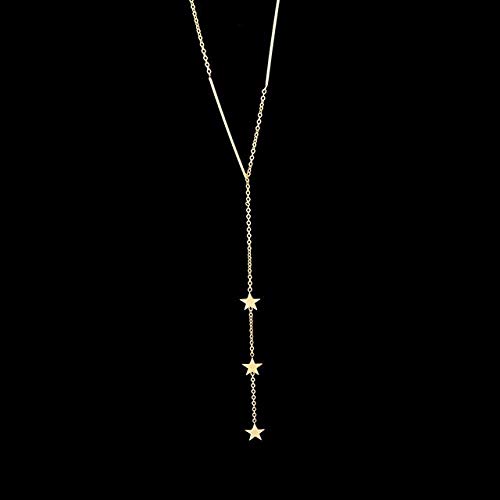 Preisvergleich Produktbild CKAWM Halskette Lange Halskette Edelstahl Kette Anhänger Halsketten Frauen Kragen Unendlichkeit Kreuz Herz Freundschaft Schmuck Für Frauen Halskette-Sterngold