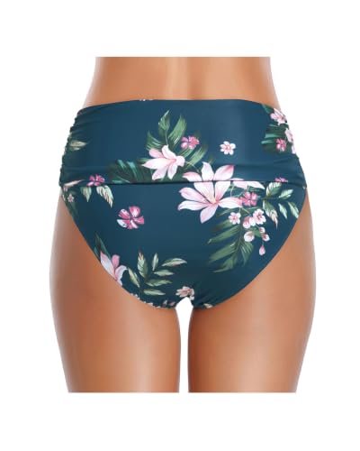 Image of Tempt Me Women's High Waisted Bikini Bottom Tummy Control Ruched Bathing Suit Swim Bottom