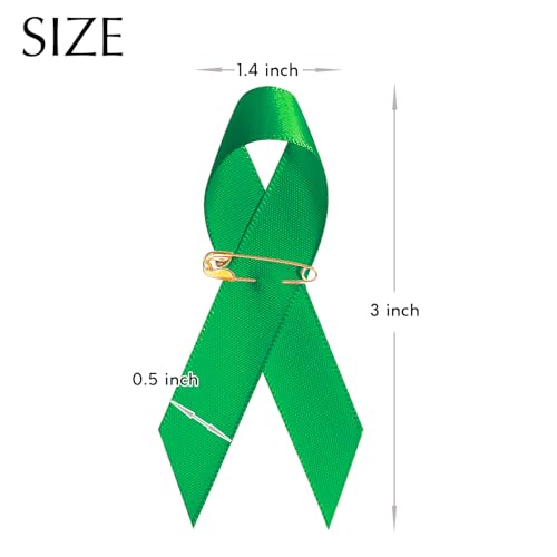 Image of Curvier 200PCS Green Satin Ribbons for Mental Health Awareness Ribbon Lapel Pins