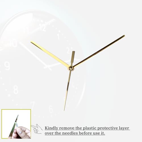 Image of 12mm Wall Clocks Silent Movement, Battery Operated Clock Movement and Needles, Quartz Wall Clock Movement Replacement Clock Machine with Hands (Gold State Pati)
