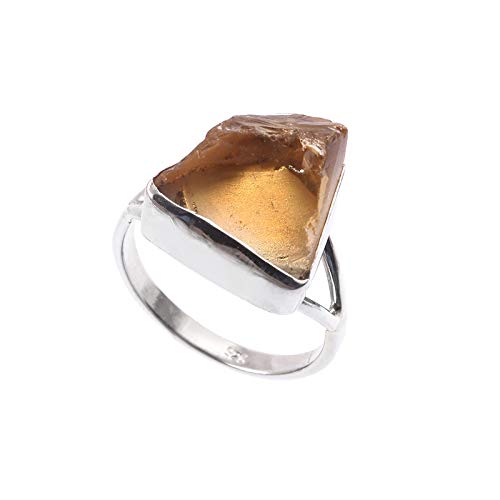 Bague en argent sterling 925 et bague Citrine brute pour bague astrologique